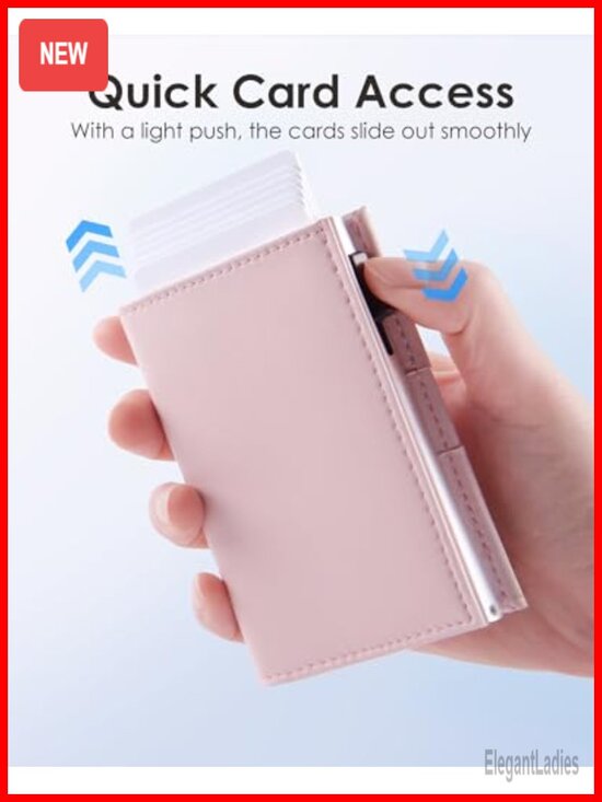 Amazon.com: QLD RFID Wallet Women - Small Slim Trifold  RFID Blocking Slim Trifold Wallet Women Pop Up Card Holder Mini Minimalist